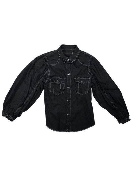 We The Free Tops - We The Free Free People Black Western Snap Button Puff Sleeve Shirt X-Small NWOT